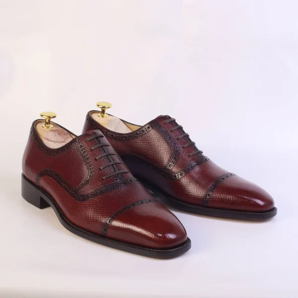 Burgundy brogue toe cap Oxfords - Image 2