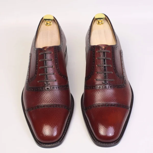 Burgundy brogue toe cap Oxfords - Image 4