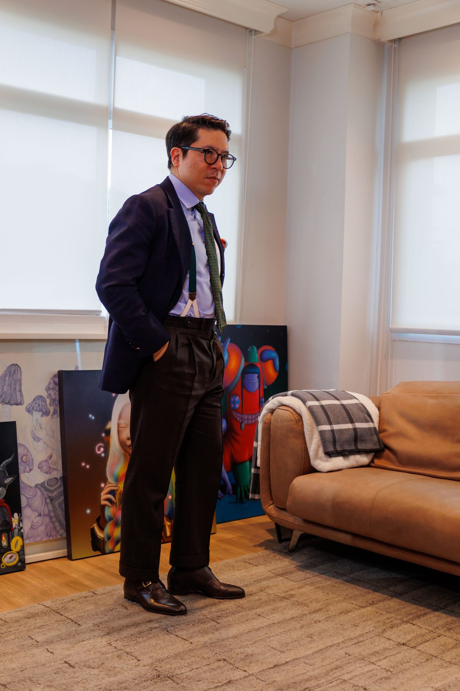 Client wearing THREE Shoes